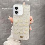 For iPhone 16 Plus Gold Foil Pearl Bow TPU Phone Case(Bow)