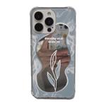 For iPhone 15 Pro Max Color Painted Mirror Phone Case(Leaf mirror)