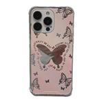 For iPhone 15 Pro Color Painted Mirror Phone Case(Mirror pink butterfly)