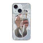 For iPhone 15 Color Painted Mirror Phone Case(Leaf mirror)