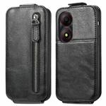 For ZTE Blade A34 Zipper Wallet Vertical Flip Leather Phone Case(Black)