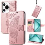 For Huawei Pura 70 Butterfly Love Flower Embossed Leather Phone Case(Rose Gold)