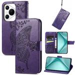 For Huawei Pura 70 Butterfly Love Flower Embossed Leather Phone Case(Purple)