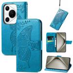 For Huawei Pura 70 Ultra Butterfly Love Flower Embossed Leather Phone Case(Blue)