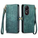 For ZTE Blade A34 Geometric Zipper Wallet Side Buckle Leather Phone Case(Green)