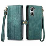 For ZTE Libero 5G IV Geometric Zipper Wallet Side Buckle Leather Phone Case(Green)