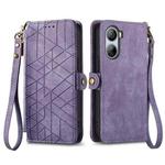 For ZTE Libero 5G IV Geometric Zipper Wallet Side Buckle Leather Phone Case(Purple)