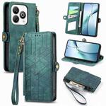 For ZTE Blade A75 4G Geometric Zipper Wallet Side Buckle Leather Phone Case(Green)