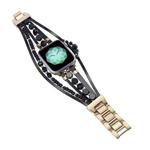 For Apple Watch Series 3 42mm Beaded National Style Bracelet Crystal Watch Band(Black)