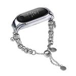 For Xiaomi Mi Band 3 / 4 Beaded Bracelet Metal Watch Band(Silver+Single Bead)