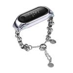 For Xiaomi Mi Band 3 / 4 Beaded Bracelet Metal Watch Band(Silver+Dual Bead)