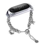 For Xiaomi Mi Band 3 / 4 Beaded Bracelet Metal Watch Band(Silver+Star)