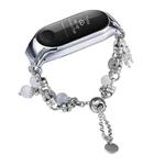 For Xiaomi Mi Band 3 / 4 Crystal Beaded Onyx Watch Band(Silver+Butterfly)