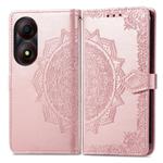 For ZTE Blade A34 Mandala Flower Embossed Leather Phone Case(Rose Gold)