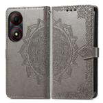 For ZTE Blade A34 Mandala Flower Embossed Leather Phone Case(Gray)