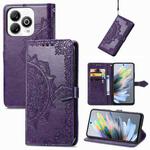 For ZTE Blade A75 4G Mandala Flower Embossed Leather Phone Case(Purple)