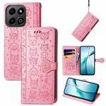 For Honor 200 Smart Cat and Dog Embossed Leather Phone Case(Pink)