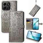 For Honor 200 Smart Cat and Dog Embossed Leather Phone Case(Gray)