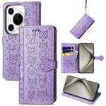 For Huawei Pura 70 Ultra Cat and Dog Embossed Leather Phone Case(Purple)