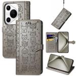 For Huawei Pura 70 Ultra Cat and Dog Embossed Leather Phone Case(Gray)