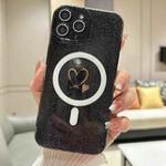 For iPhone 15 Pro Love MagSafe Glitter Jelly TPU Phone Case(Black)