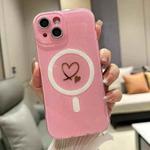 For iPhone 15 Plus Love MagSafe GlitterJelly TPU Phone Case(Pink)