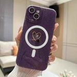 For iPhone 14 Plus Love MagSafe GlitterJelly TPU Phone Case(Dark Purple)