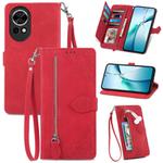 For Huawei nova 13 Embossed Flower Zipper Leather Phone Case(Red)