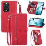 For Huawei nova 13 Pro Embossed Flower Zipper Leather Phone Case(Red)