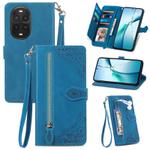 For Huawei nova 13 Pro Embossed Flower Zipper Leather Phone Case(Blue)