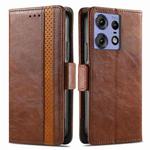 For Motorola Edge 50 Pro  CaseNeo Splicing Dual Magnetic Buckle Leather Phone Case(Brown)