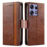 For Motorola Edge 50 Ultra CaseNeo Splicing Dual Magnetic Buckle Leather Phone Case(Brown)