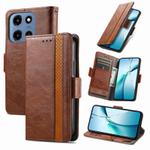 For Motorola Moto G 2025 CaseNeo Splicing Dual Magnetic Buckle Leather Phone Case(Brown)