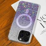 For iPhone 16 Pro Max Gradient Glitter Starry MagSafe Phone Case(Gradient Purple)