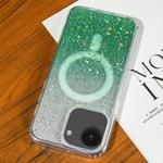 For iPhone 16e Gradient Glitter Starry MagSafe Phone Case(Gradient Green)