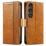 For Sony Xperia 1 VI CaseNeo Splicing Dual Magnetic Buckle Leather Phone Case(Khaki)