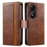 For ZTE Blade A34  CaseNeo Splicing Dual Magnetic Buckle Leather Phone Case(Brown)
