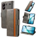 For ZTE Blade A54 CaseNeo Splicing Dual Magnetic Buckle Leather Phone Case(Gray)