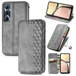 For Realme C65 Cubic Grid Pressed Magnetic Leather Phone Case(Gray)