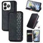 For ZTE Blade A75 4G Cubic Grid Pressed Magnetic Leather Phone Case(Black)