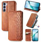 For ZTE Nubia S 5G Cubic Grid Pressed Magnetic Leather Phone Case(Brown)