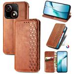 For ZTE Blade A35e 4G Cubic Grid Pressed Magnetic Leather Phone Case(Brown)