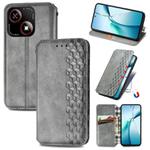 For ZTE Blade A35e 4G Cubic Grid Pressed Magnetic Leather Phone Case(Gray)