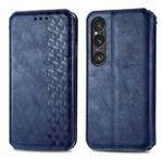 For Sony Xperia 1 VI Cubic Grid Pressed Magnetic Leather Phone Case(Blue)