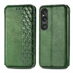 For Sony Xperia 1 VI Cubic Grid Pressed Magnetic Leather Phone Case(Green)