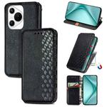 For Huawei Pura 70 Cubic Grid Pressed Magnetic Leather Phone Case(Black)