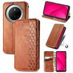 For Huawei Mate 70 Cubic Grid Pressed Magnetic Leather Phone Case(Brown)