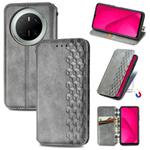 For Huawei Mate 70 Cubic Grid Pressed Magnetic Leather Phone Case(Gray)