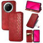 For Huawei Mate 70 Cubic Grid Pressed Magnetic Leather Phone Case(Red)