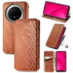 For Huawei Mate 70 Pro Cubic Grid Pressed Magnetic Leather Phone Case(Brown)